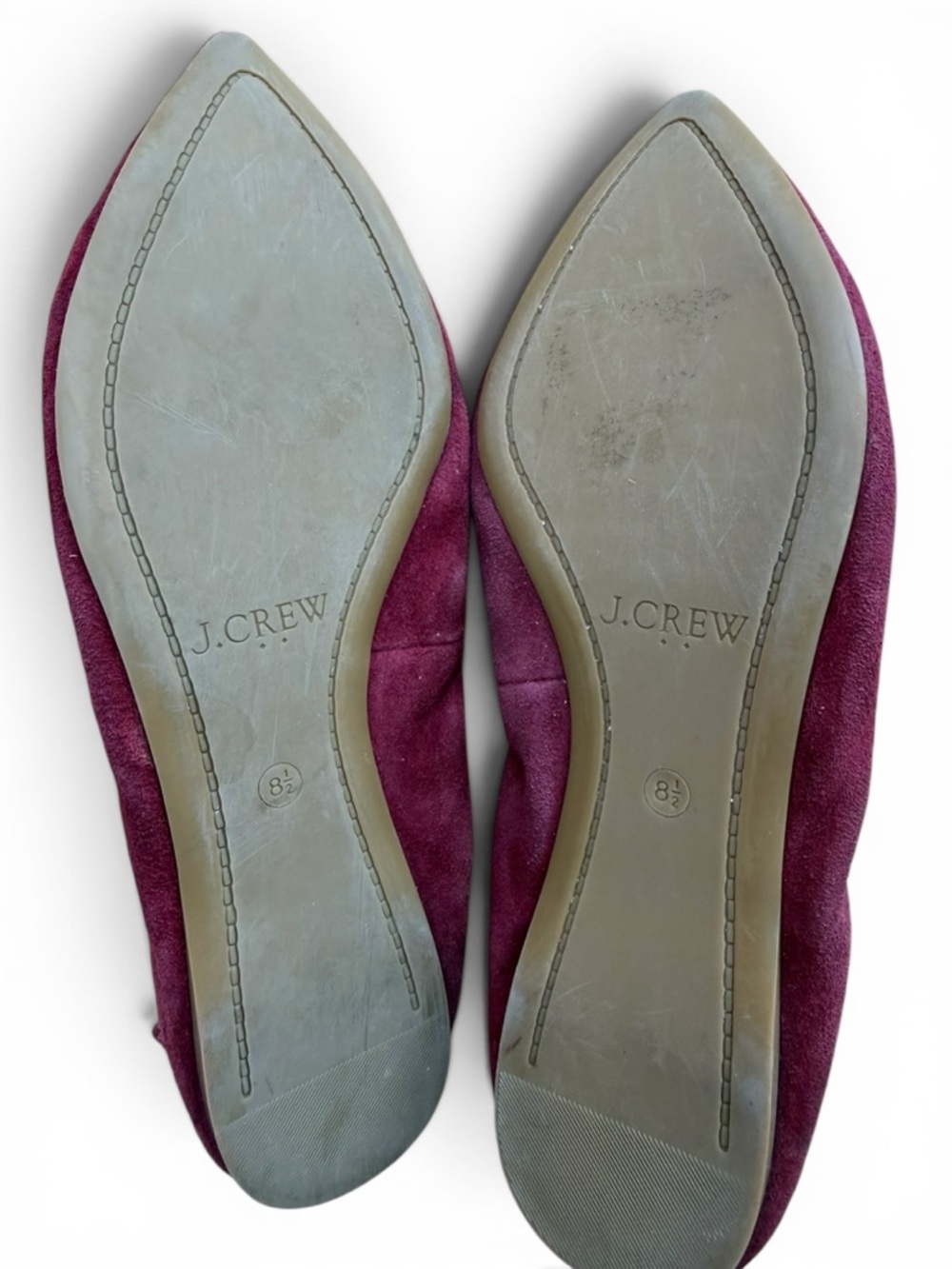 J.Crew Burgundy Suede‎ Tassel Flats Pointed Toe Leather Size 8.5 - Picture 5 of 5